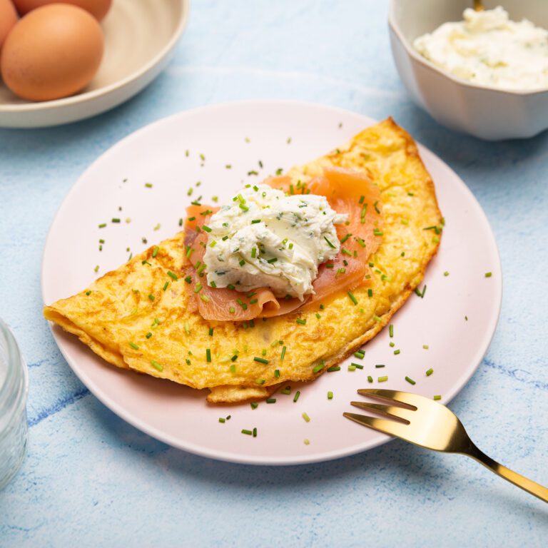 Omelet with Smoked Salmon & Chive Cream Cheese